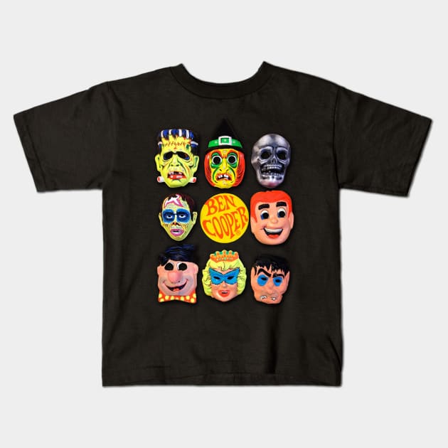 Vintage Ben Cooper Halloween Masks Kids T-Shirt by offsetvinylfilm